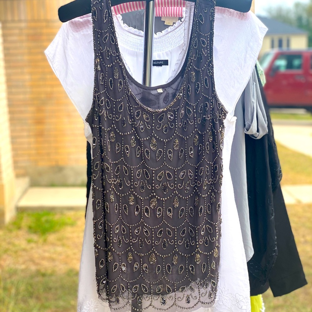 Beaded sleeveless blouse